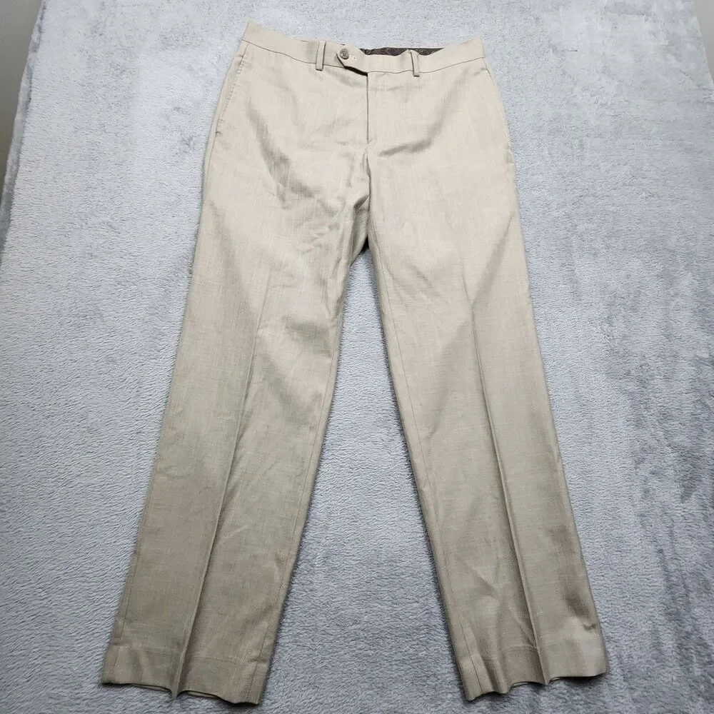 Lauren Ralph Lauren Mens 34x30 Beige Slacks Flat Front Straight Leg Dress Pants